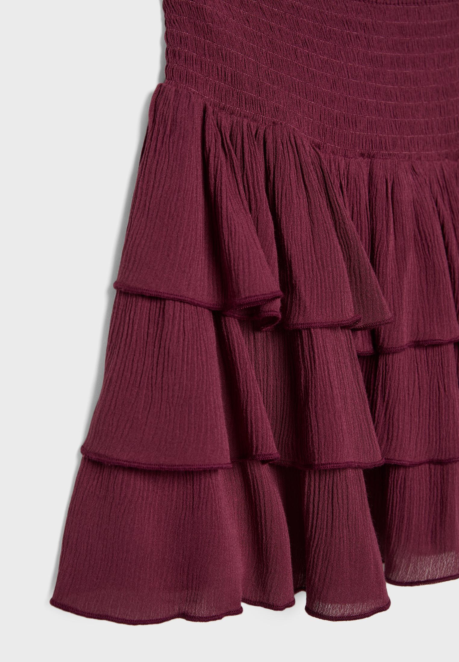 Ruffled short skirt with elasticated waistband