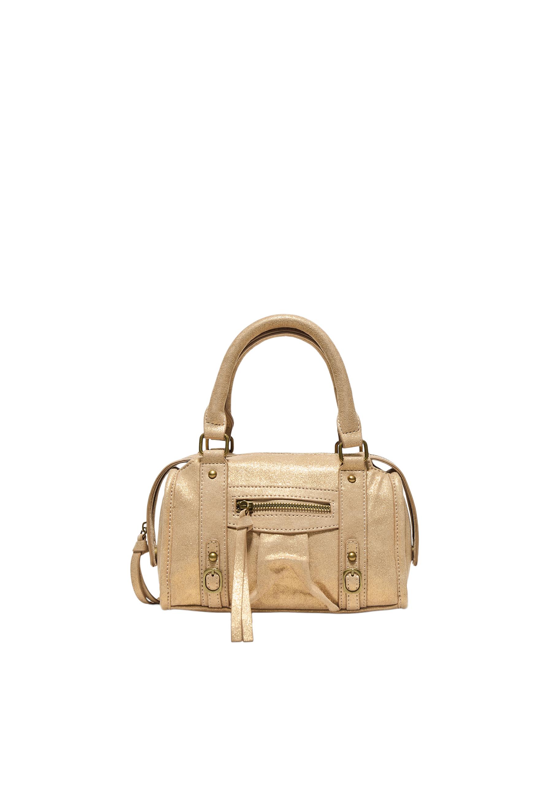 Fabric zip-up bowling crossbody bag — Yellow