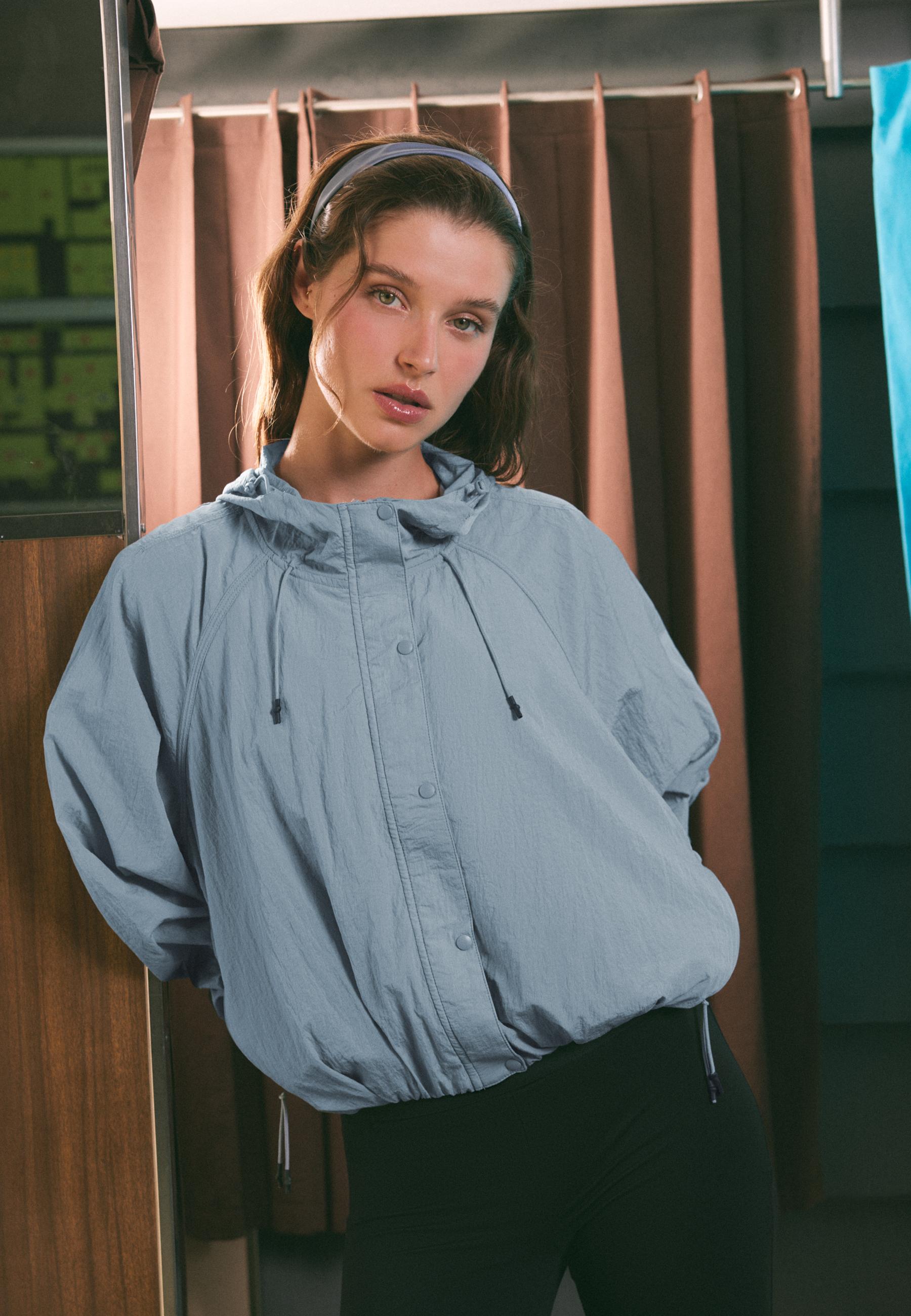 Gathered cropped jacket — Sky blue