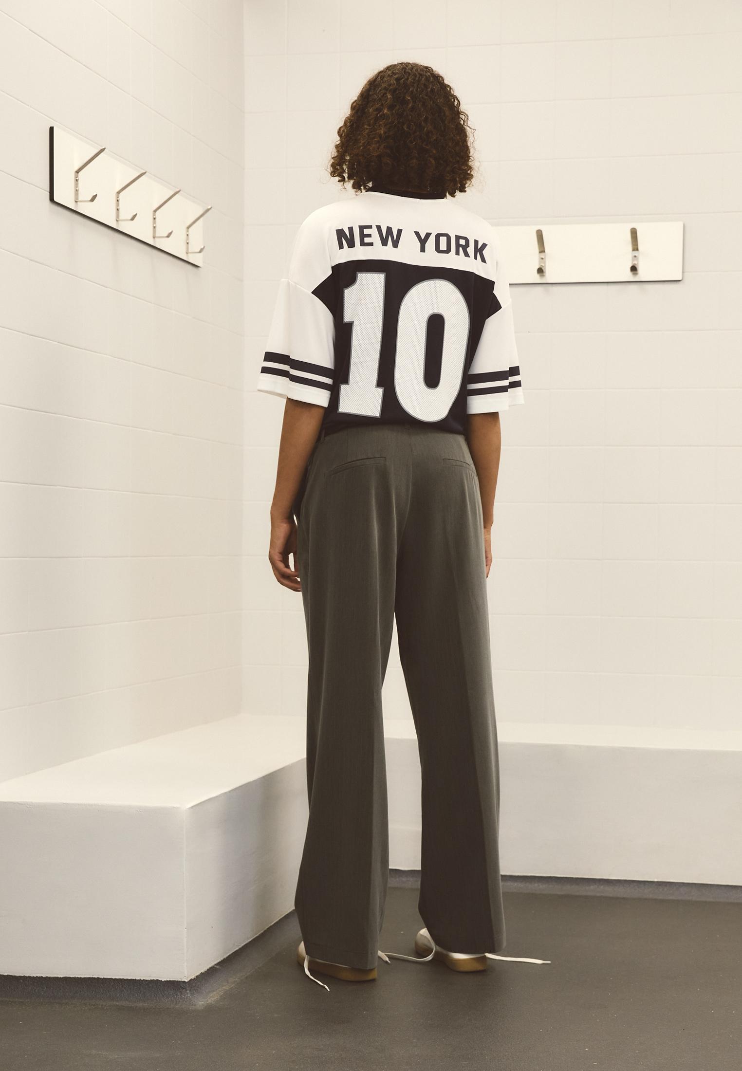 Flowing straight-leg smart trousers with belt — Grey melange