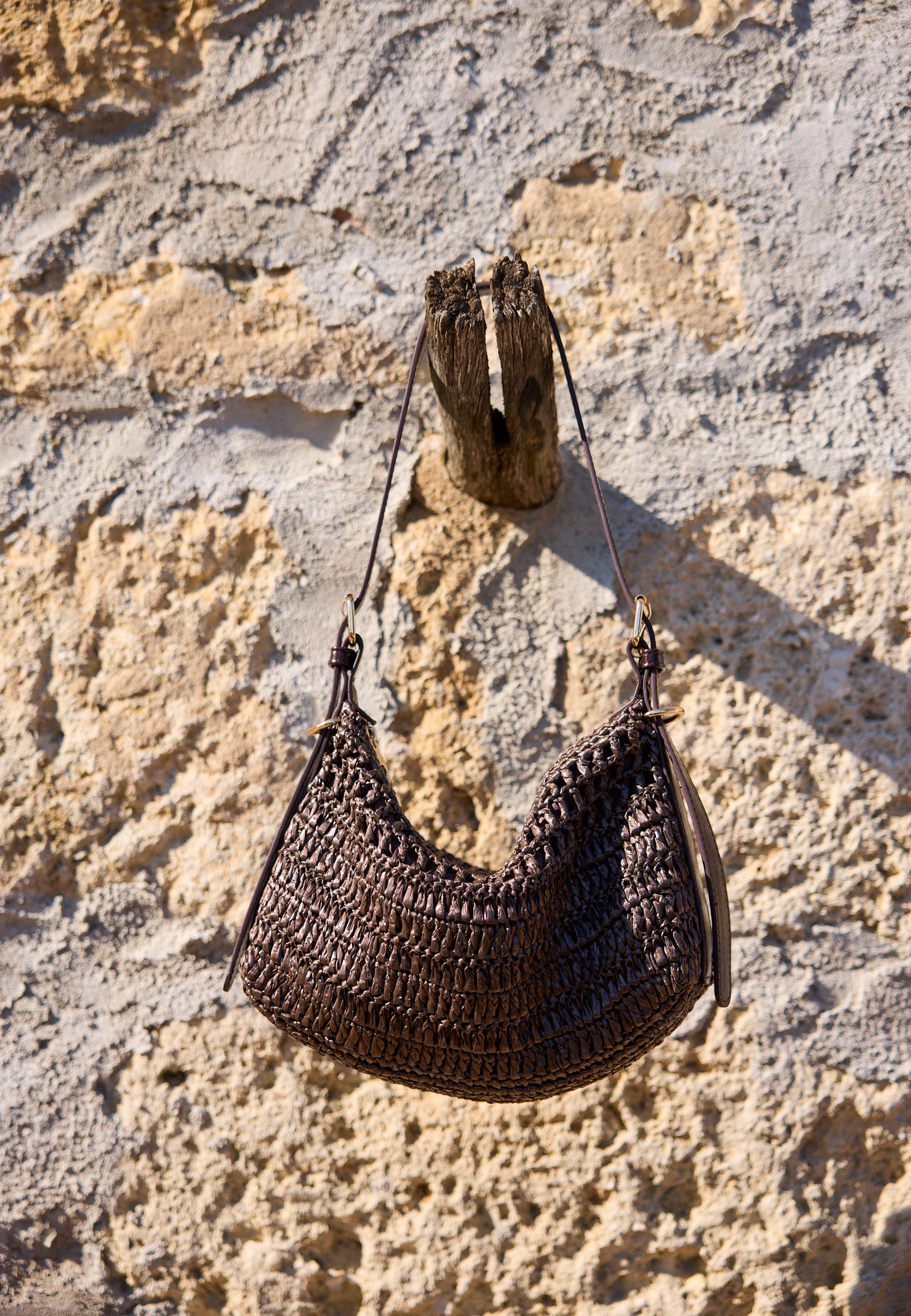 Mini crochet shoulder bag — Brown