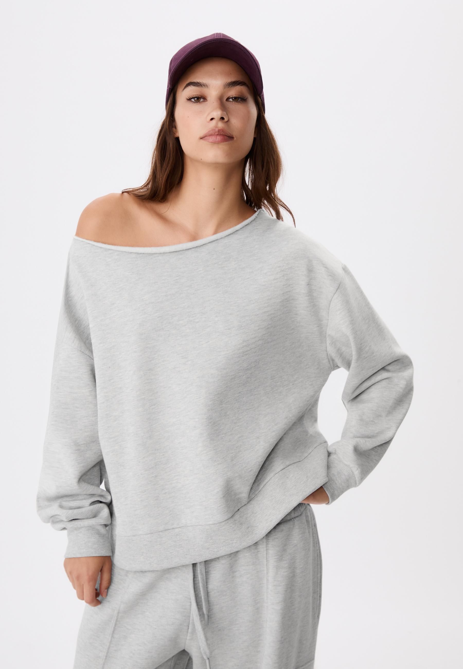Basic off-the-shoulder sweatshirt — Grey melange