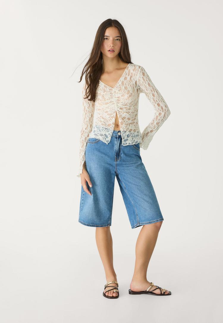 camiseta lace manga larga