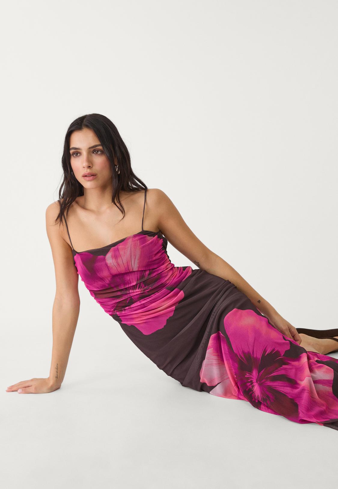 Vestido Lencero Tul Stradivarius Vestido Largo Tul Estampado