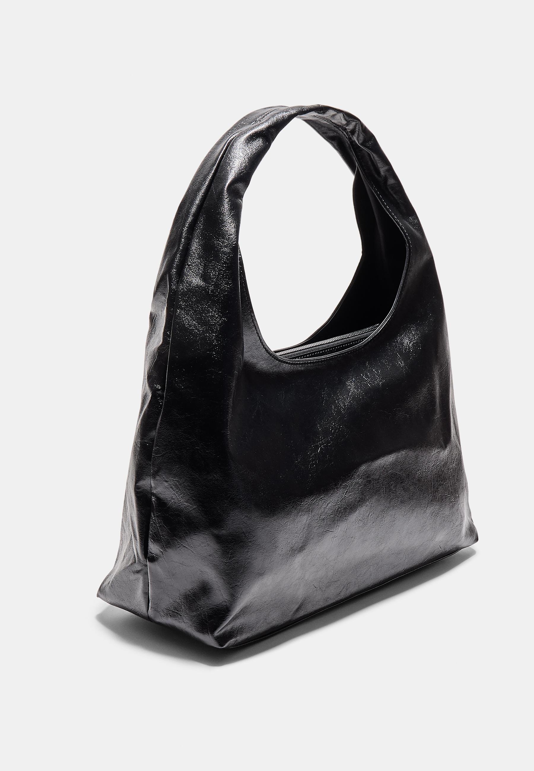 Soft leather effect shoulder bag — Black