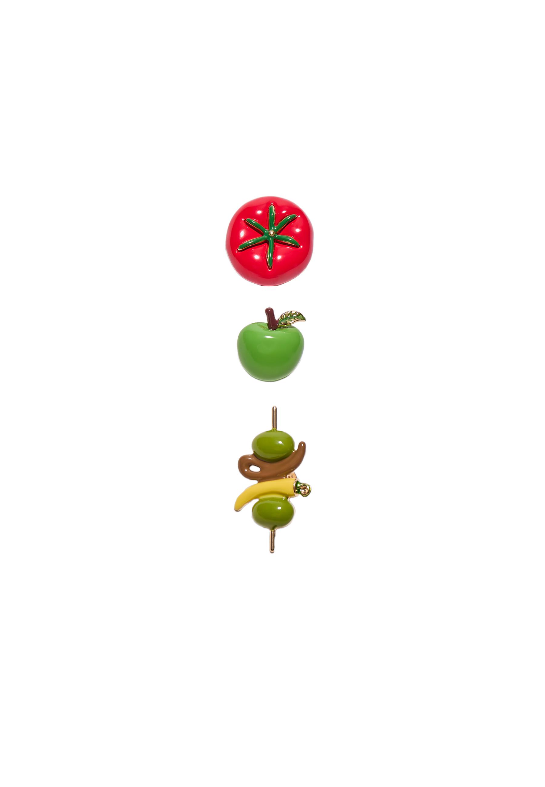 Set of 3 Food Combo Pins — Gold