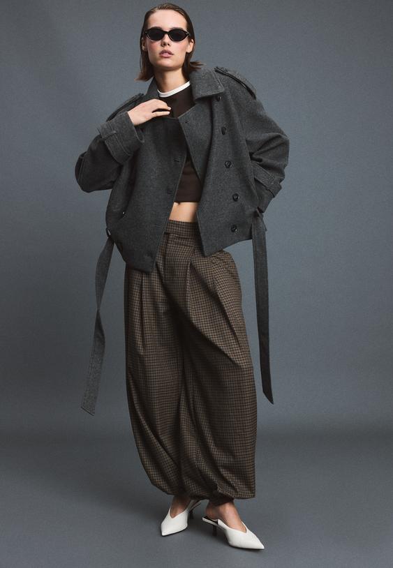 yumusak dokulu oversize trenckot