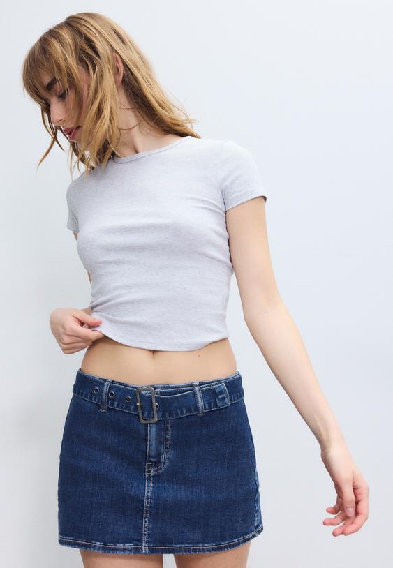 jupe culotte denim ceinture