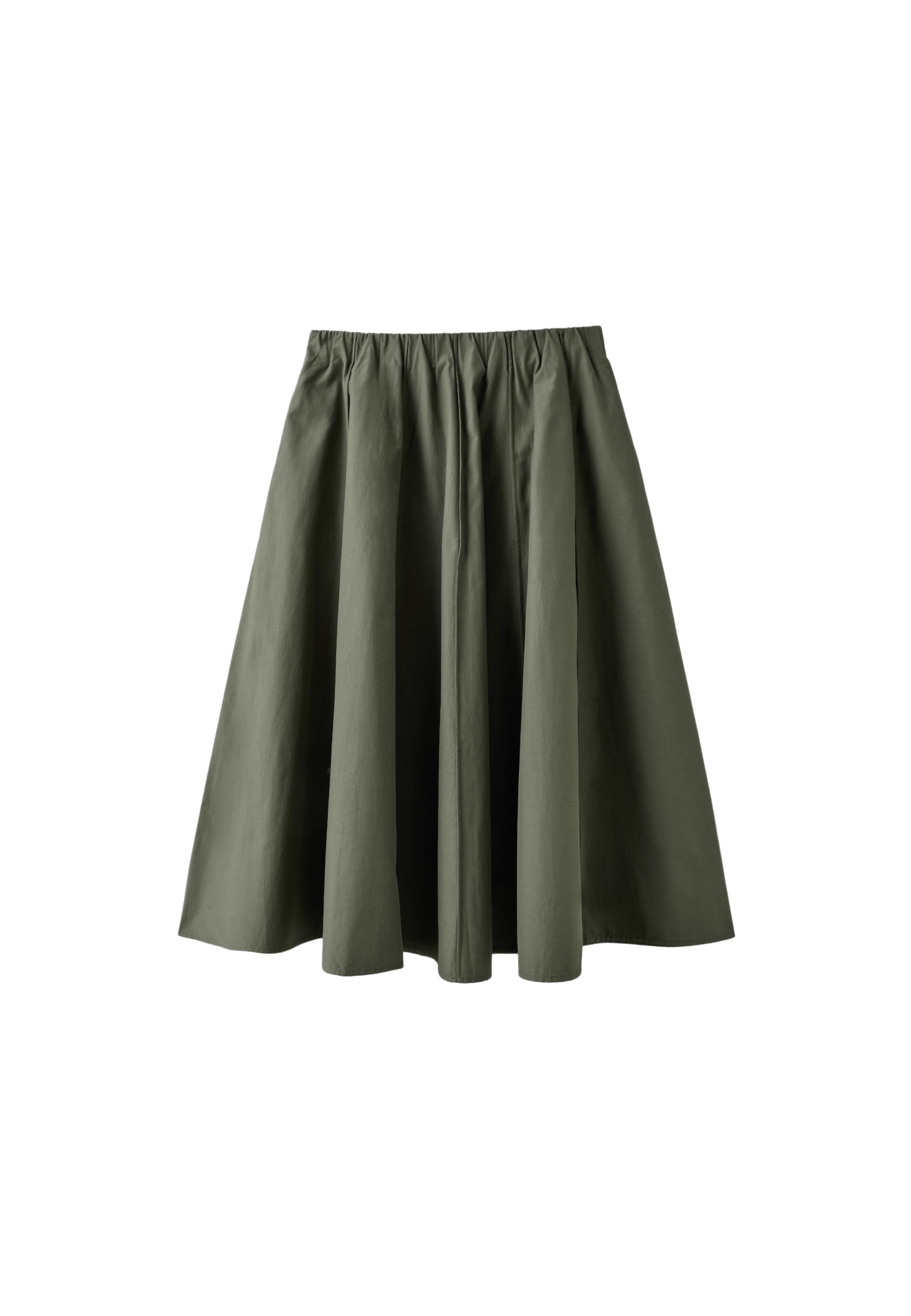 Poplin seamed A-line skirt — Khaki