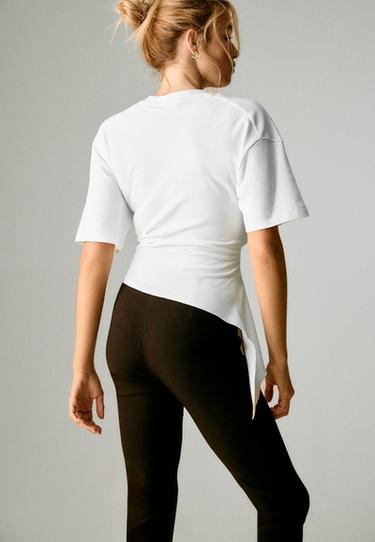 Asymmetric short sleeve T-shirt — Ecru 5