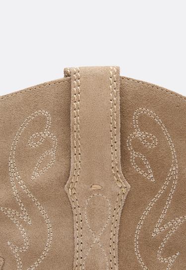 Leather cowboy heeled ankle boots — BEIGE 6