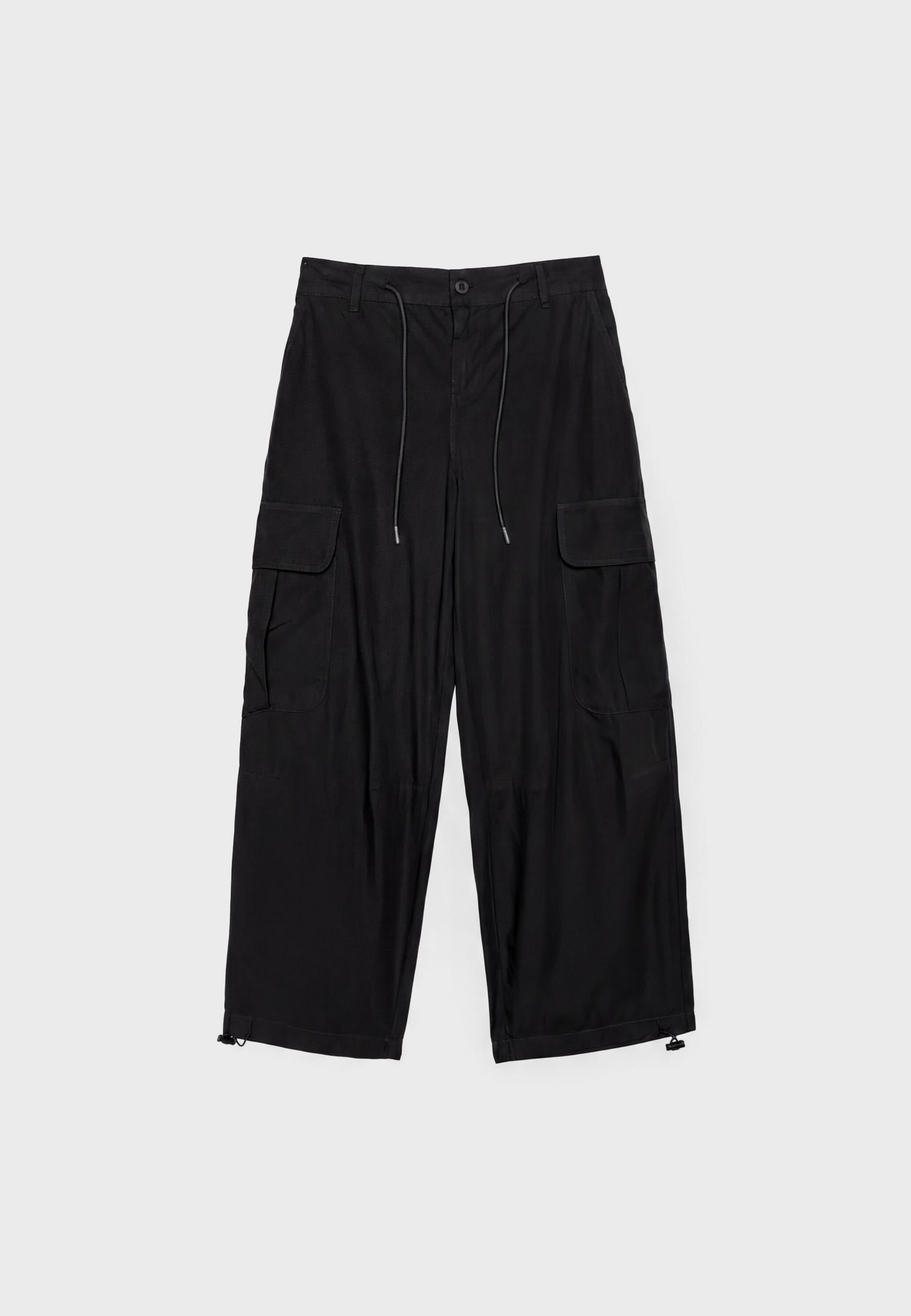 Poplin cargo trousers — Black