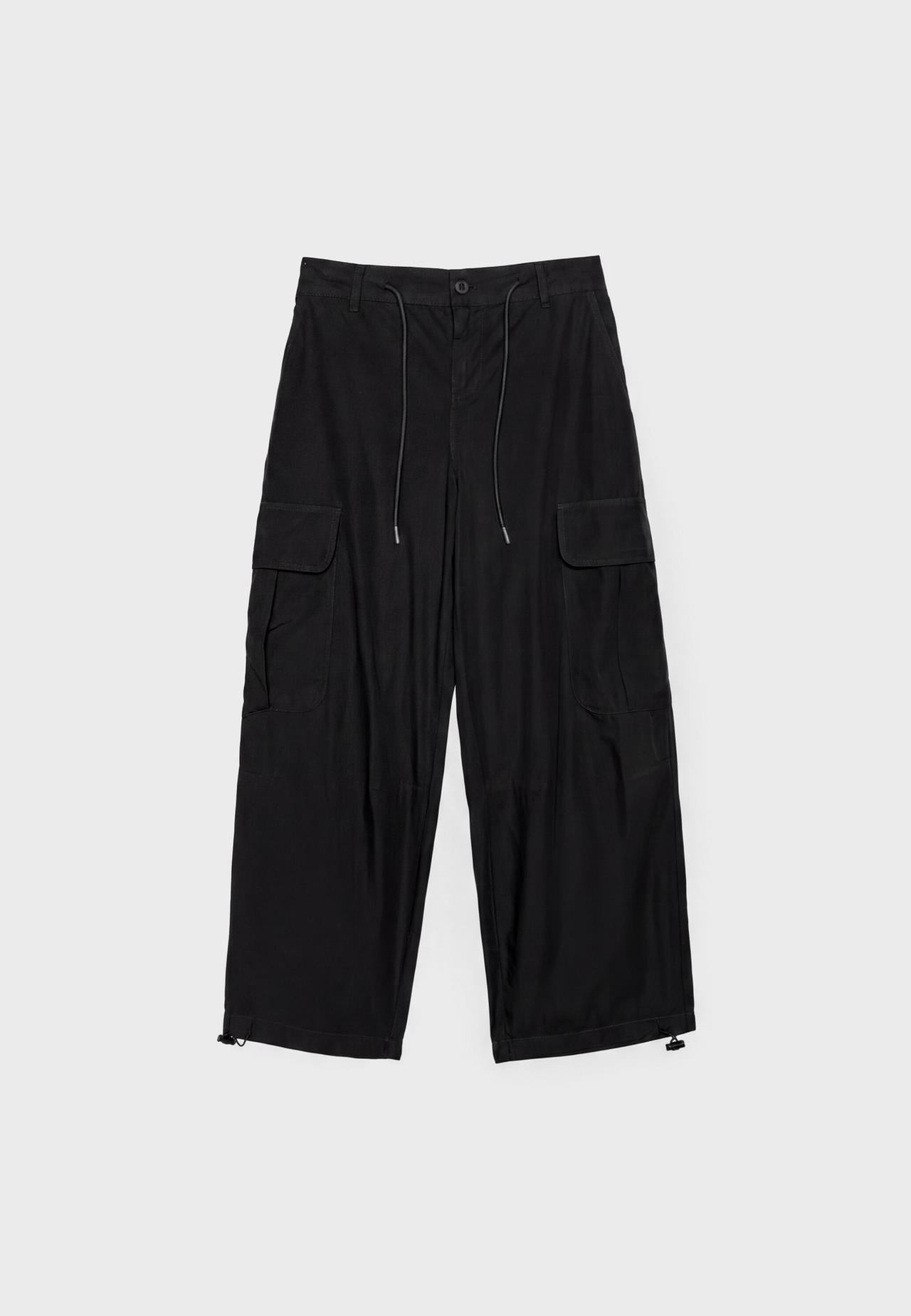 Poplin cargo trousers — Black