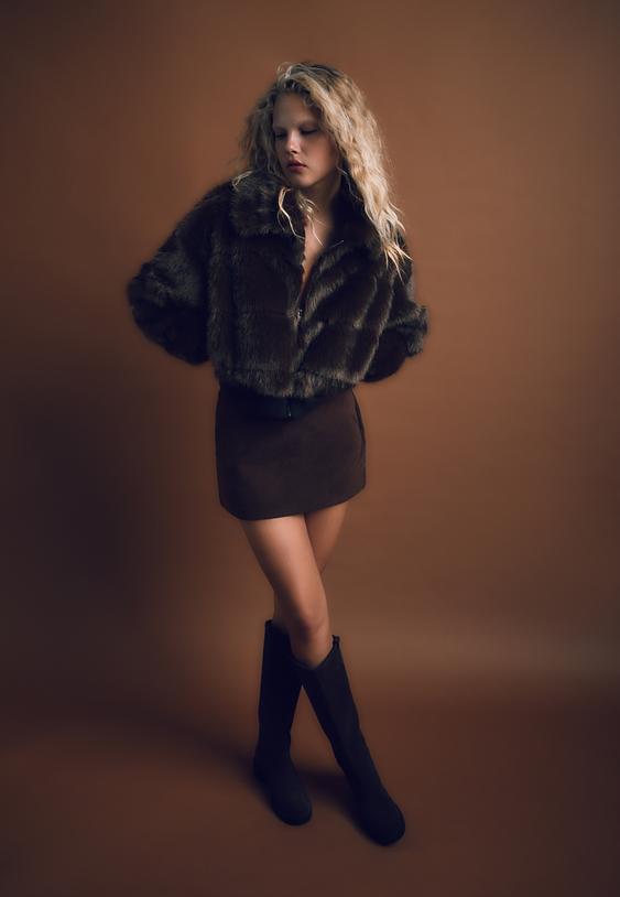 faux fur bomber jacket with zip