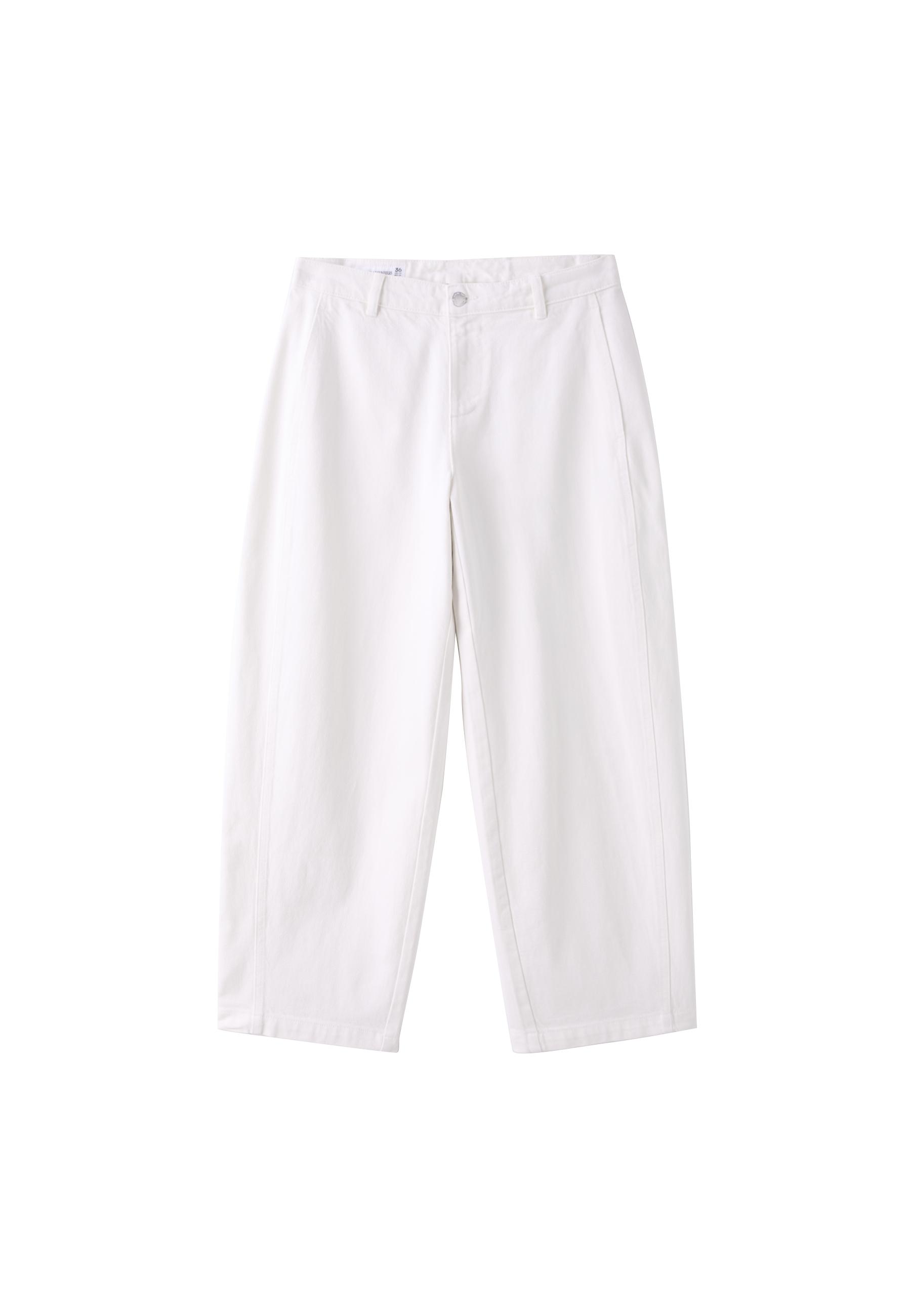100% Cotton Barrel Trousers — Vanilla