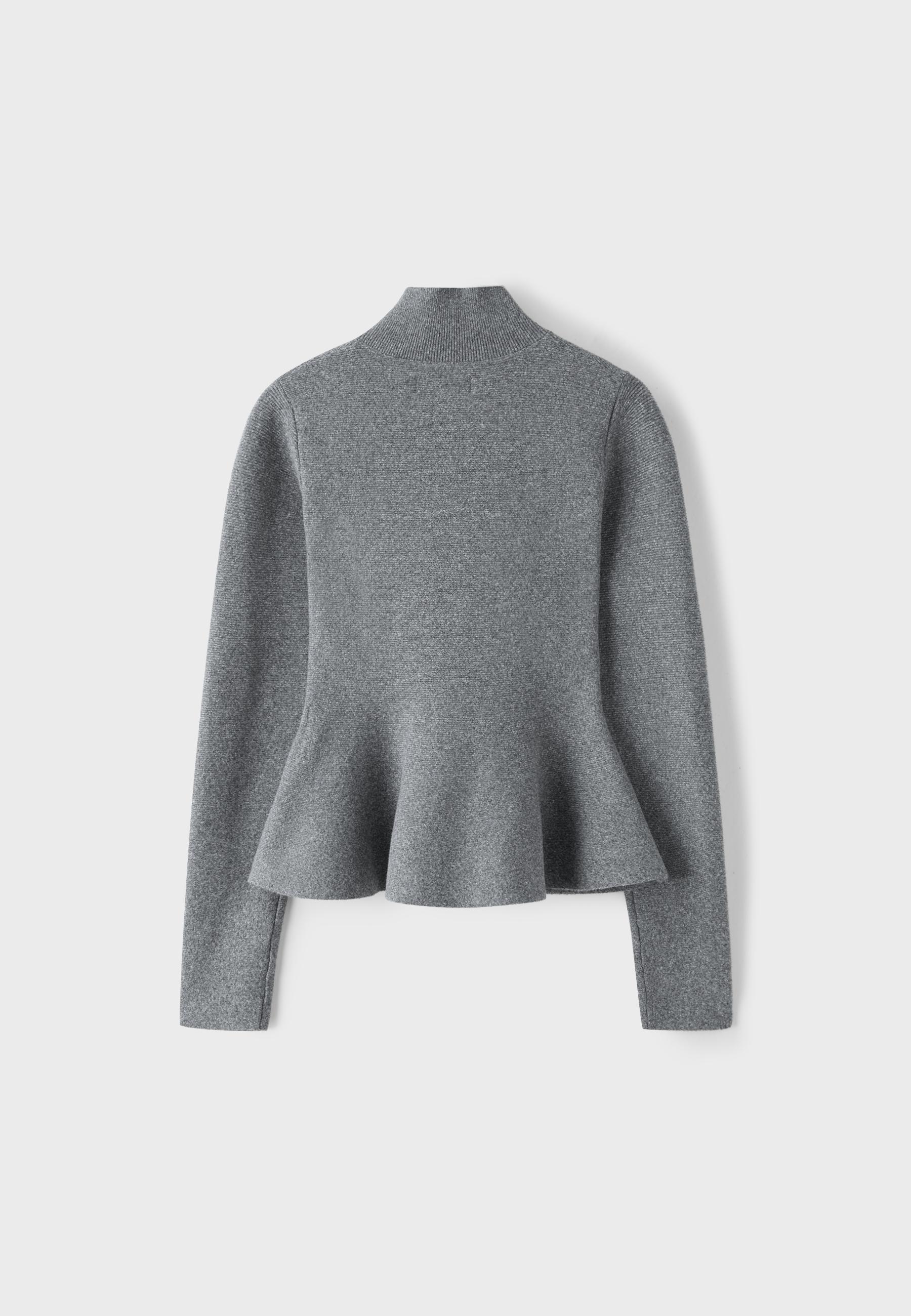 Peplum knit sweater — Dark grey