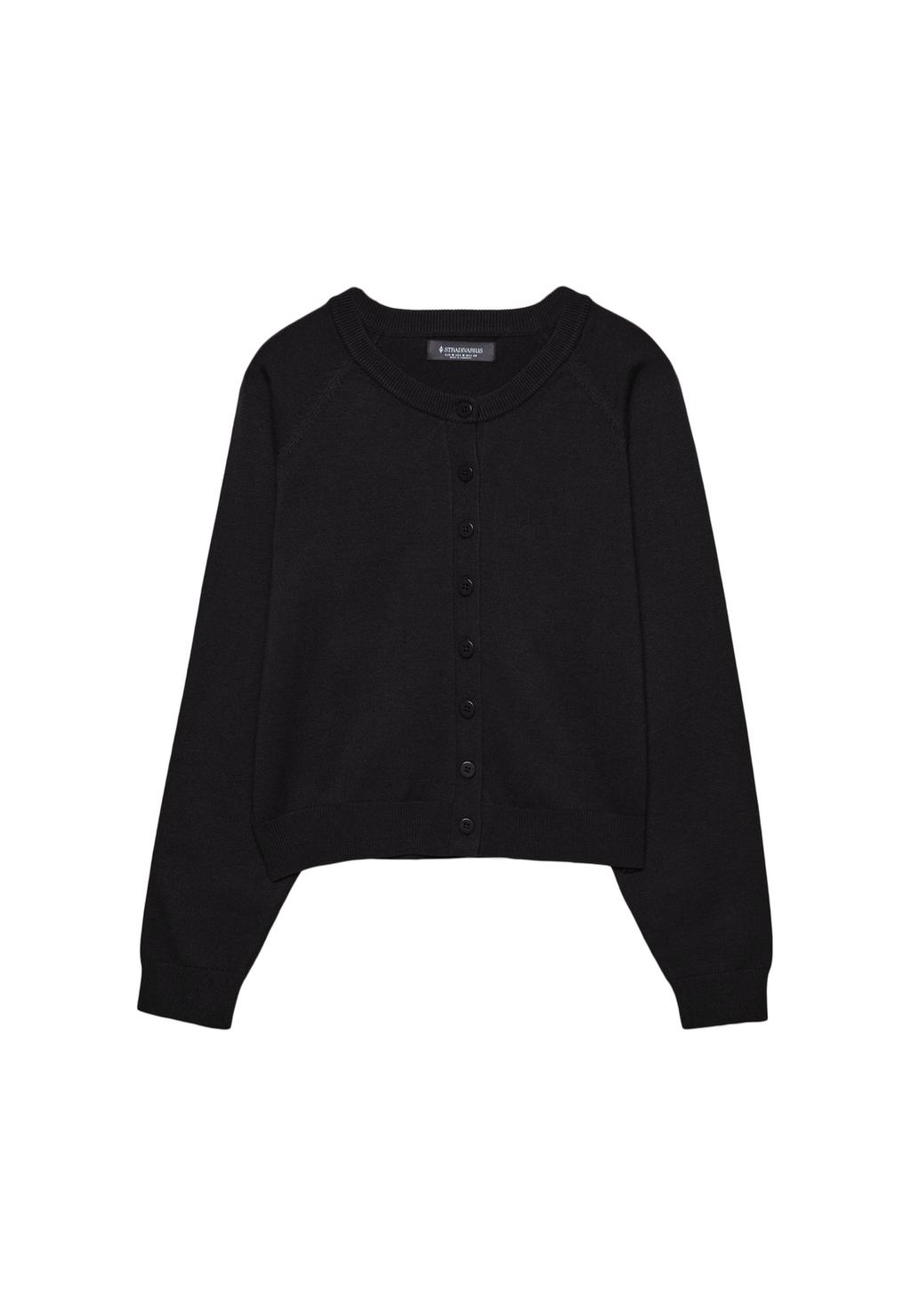 Reglan Kollu Düğmeli Örgü Ceket