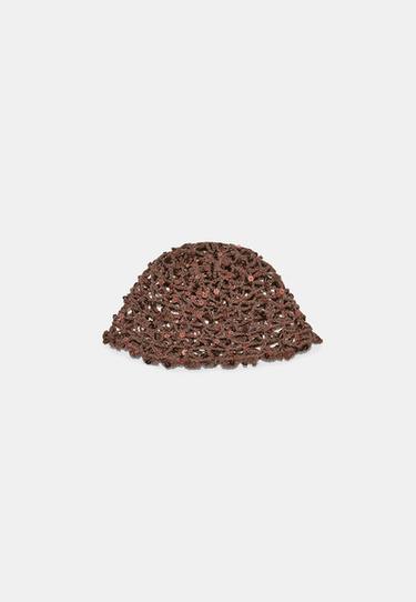 Sequin flower skull cap — Brown 1