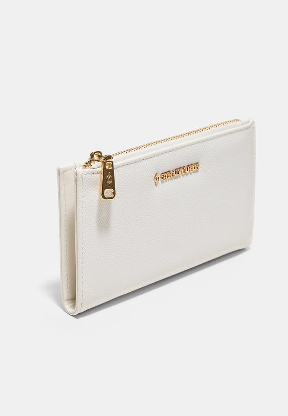 Stradivarius Long Saffiano Card Holder Purse White Os