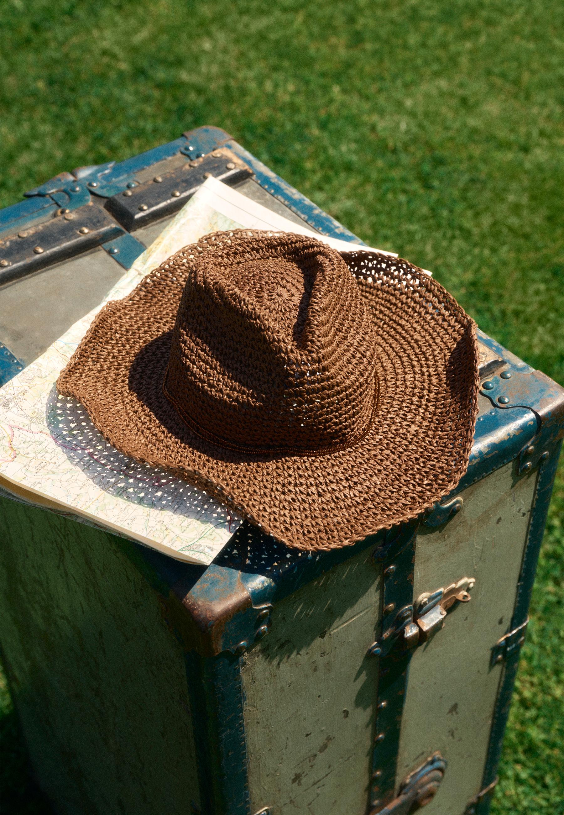 Raffia hat — Brown
