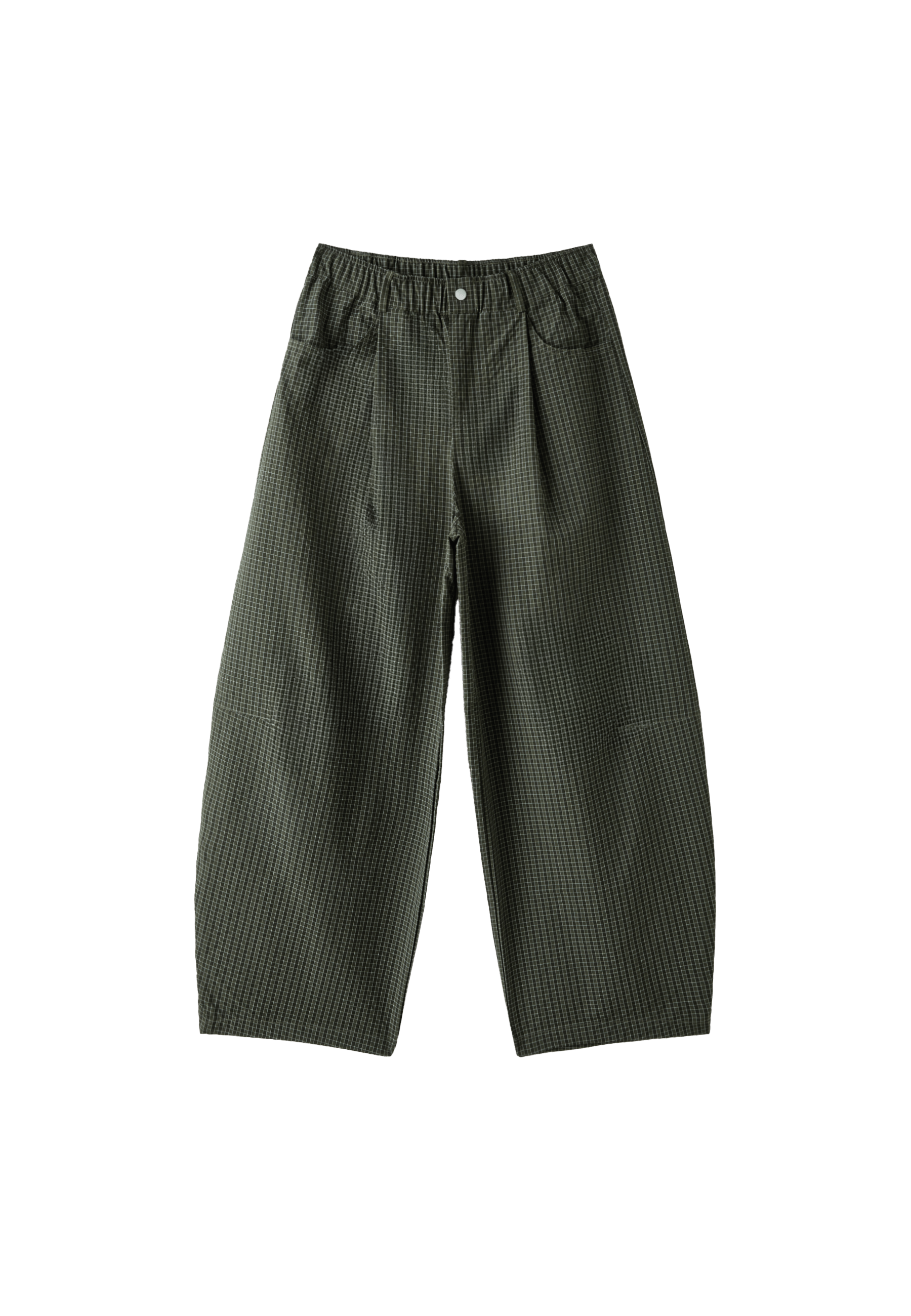 Check parachute trousers — Khaki