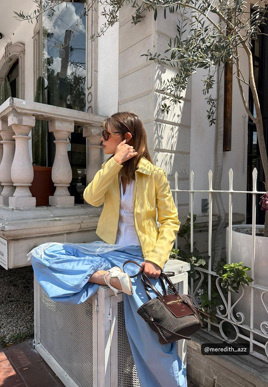 Printed voluminous trousers — Sky blue