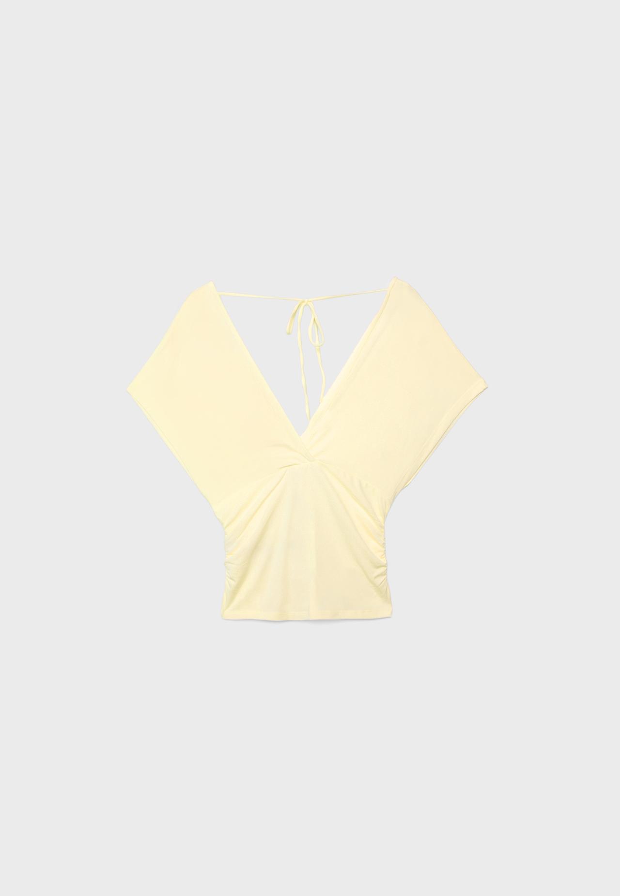 V-neck sash top — Pastel yellow
