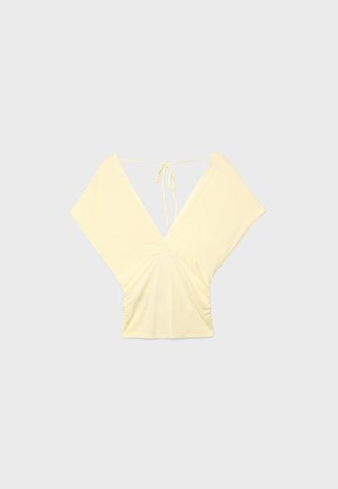 V-neck sash top — Pastel yellow 6