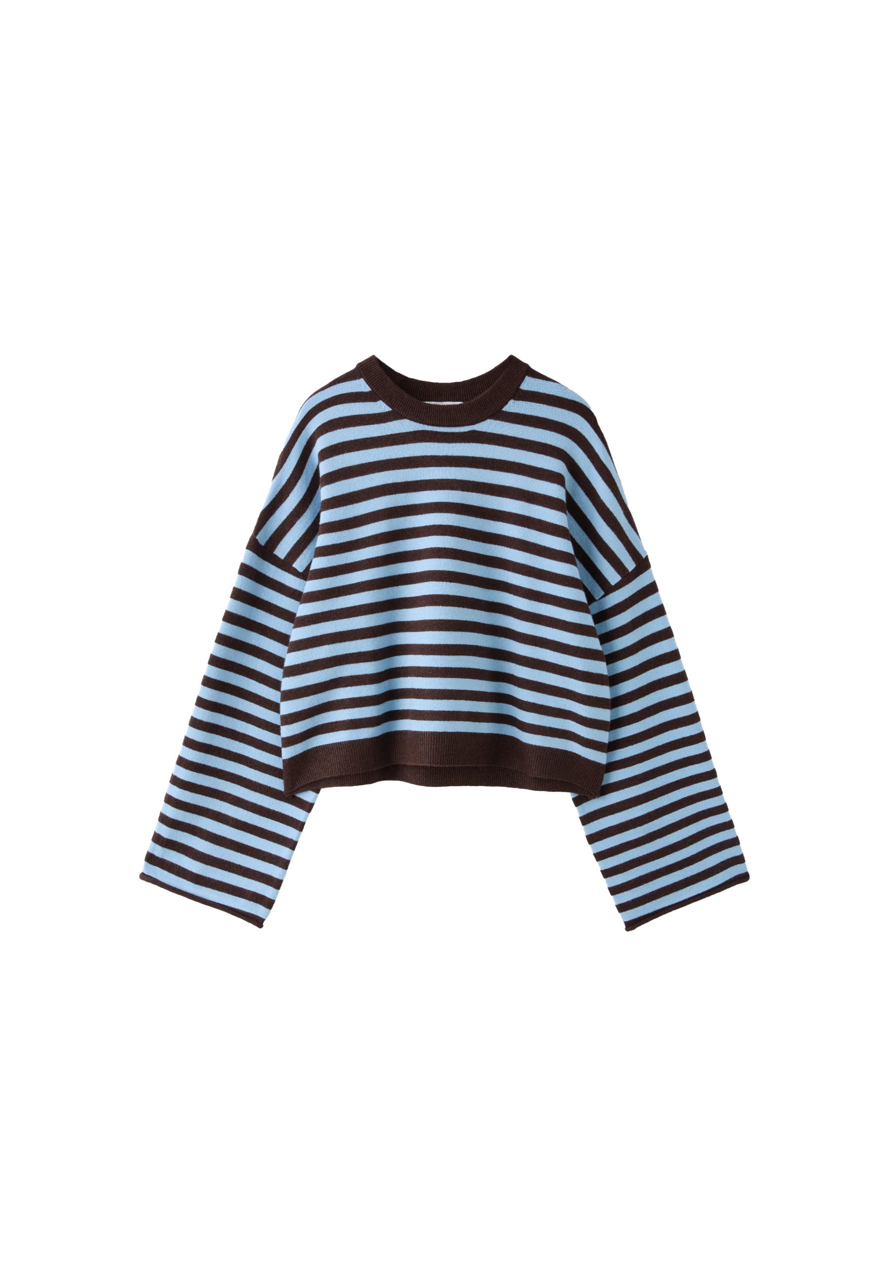 Wide sleeve cropped knit jumper — Brown
