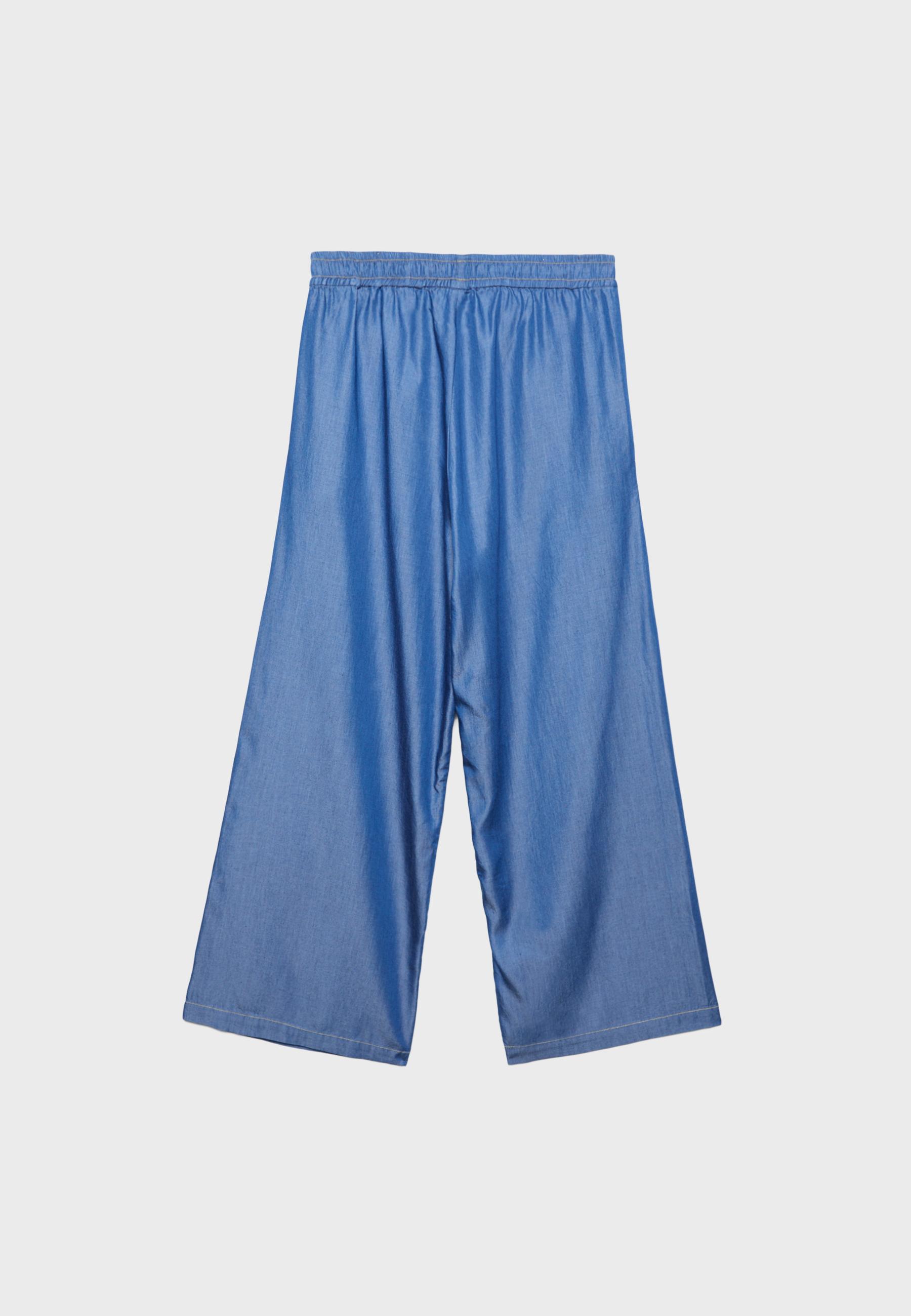 Flowing denim culottes — MEDIUM BLUE DENIM