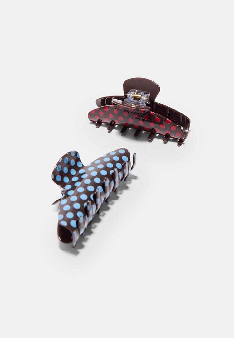 Stradivarius Σετ 2 Τσιμπιδάκια Μαλλιών Πουά Καφέ Os φωτογραφία