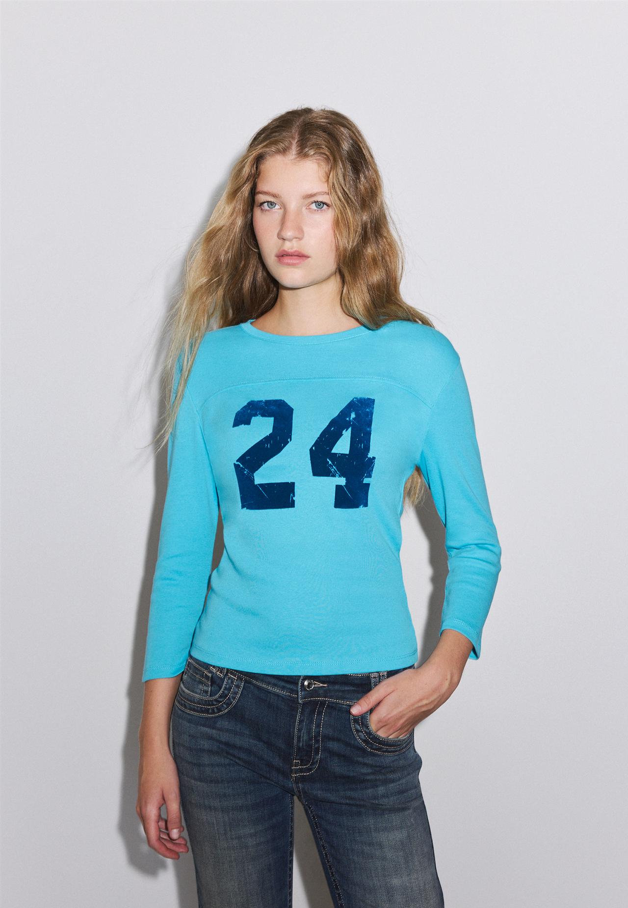 Placement print T-shirt — Turquoise