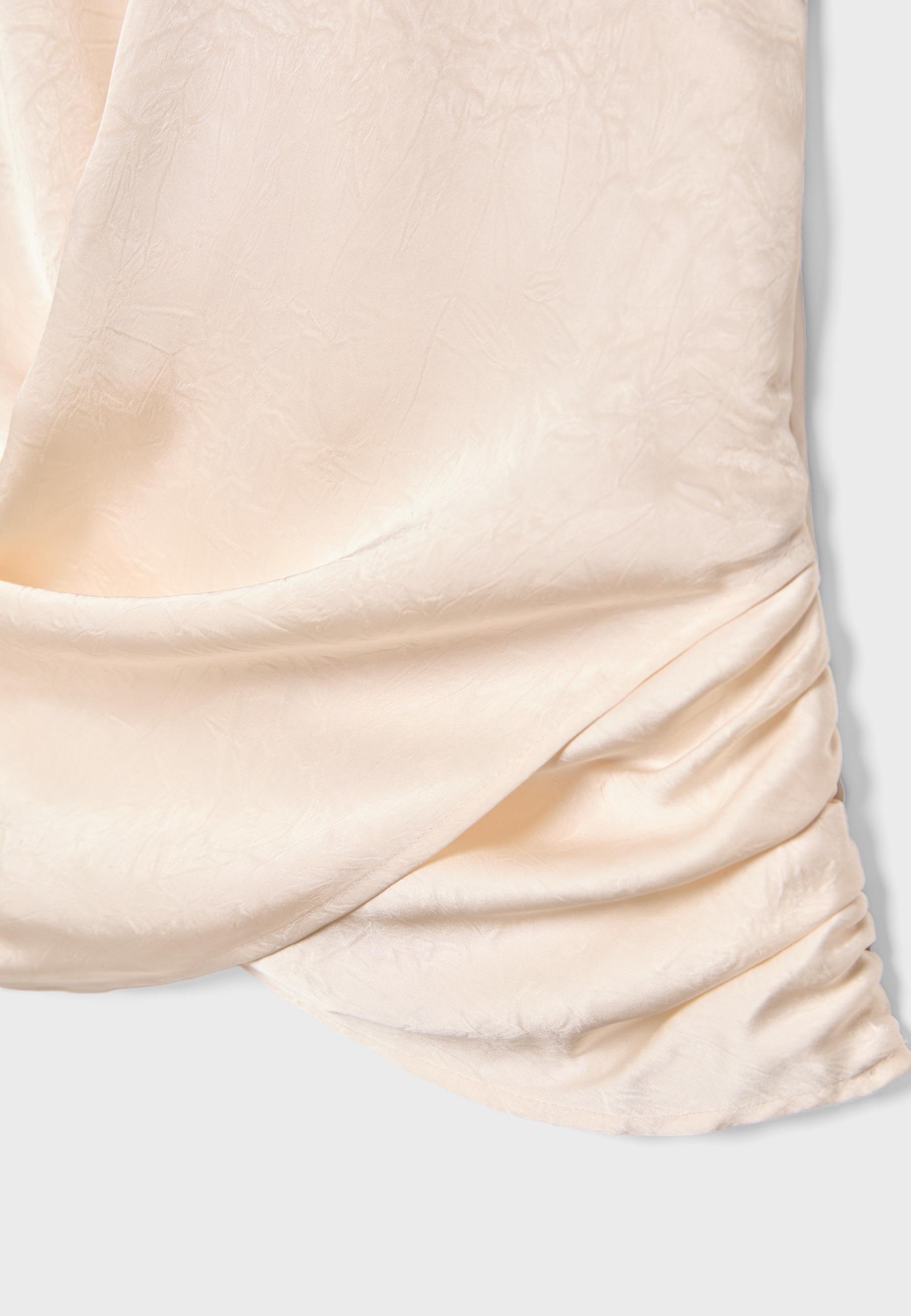 Satin halter neck top with ruching — Vanilla