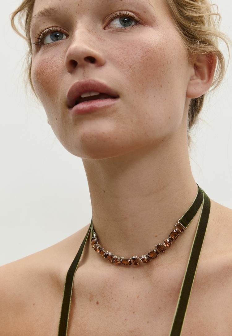 collar lariat joyas combinado terciopelo