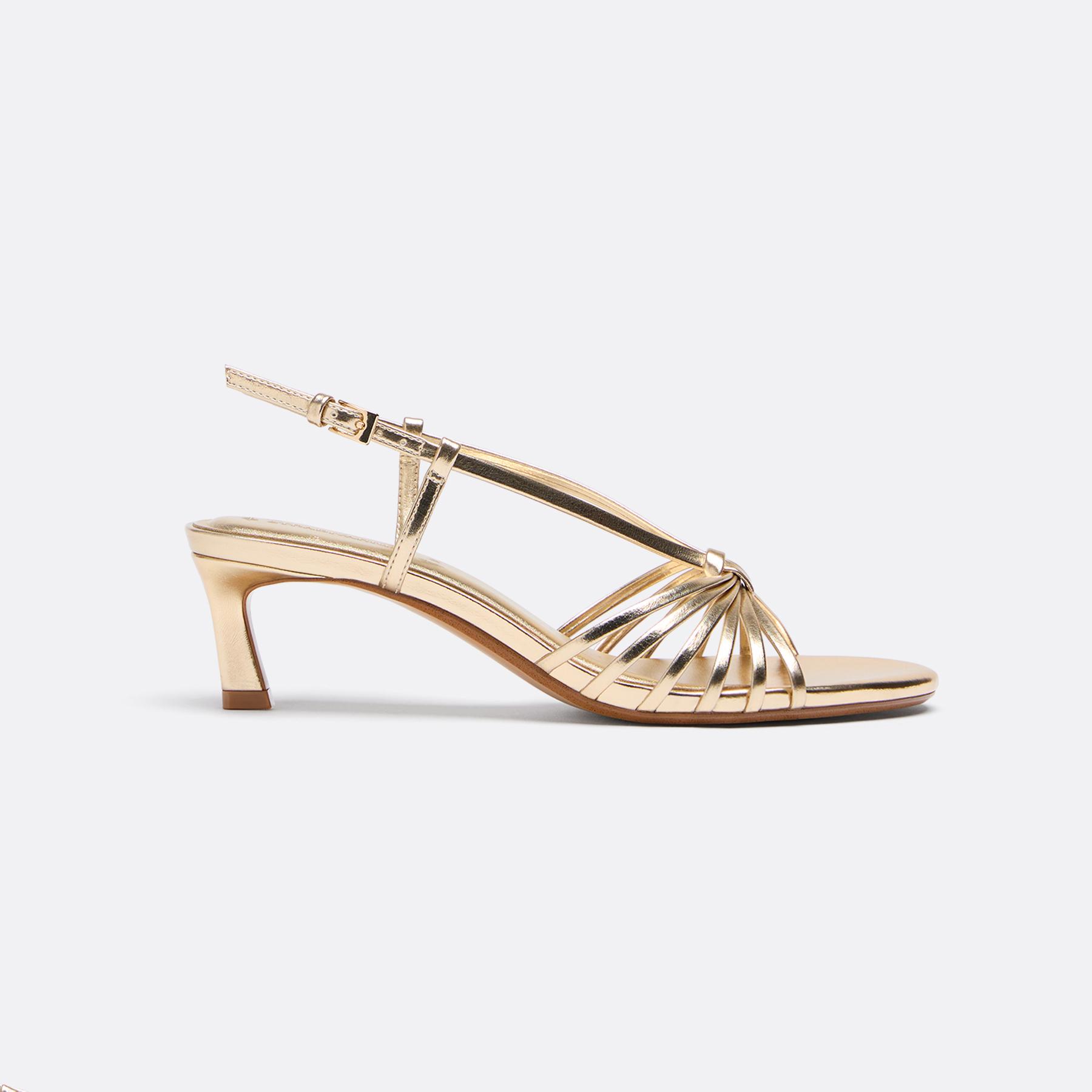 Gold multi-strap kitten heel sandals — GOLD
