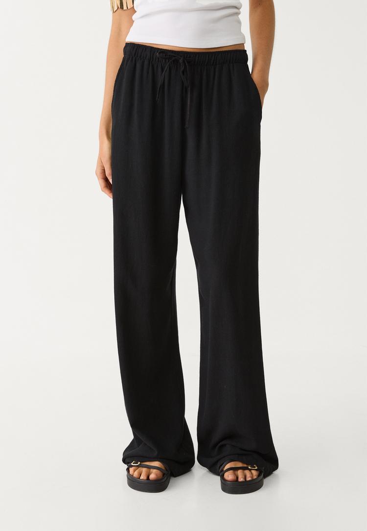 pantalon fluido con lino
