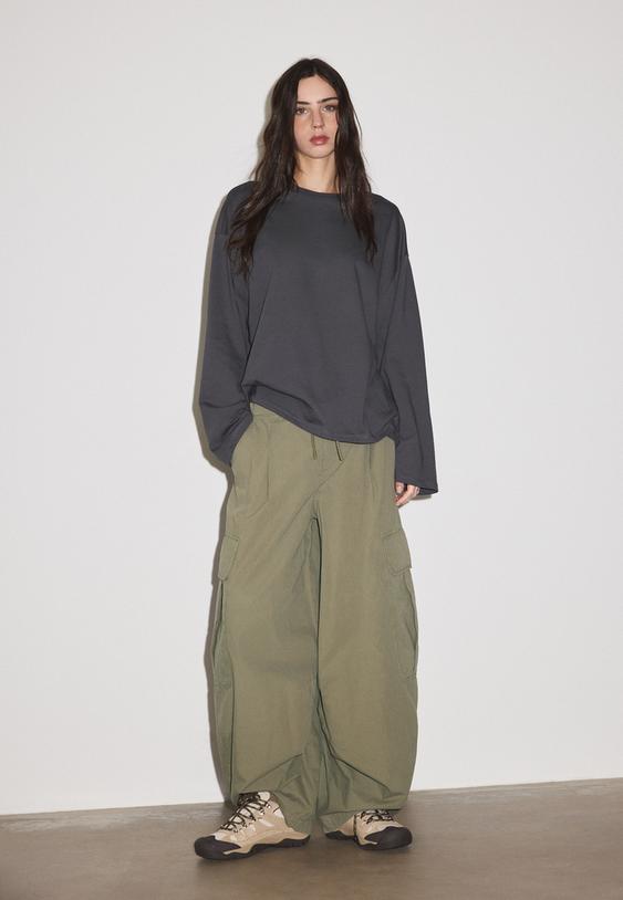 Stradivarius Boxy Long Sleeve T-Shirt Dark Grey Xs