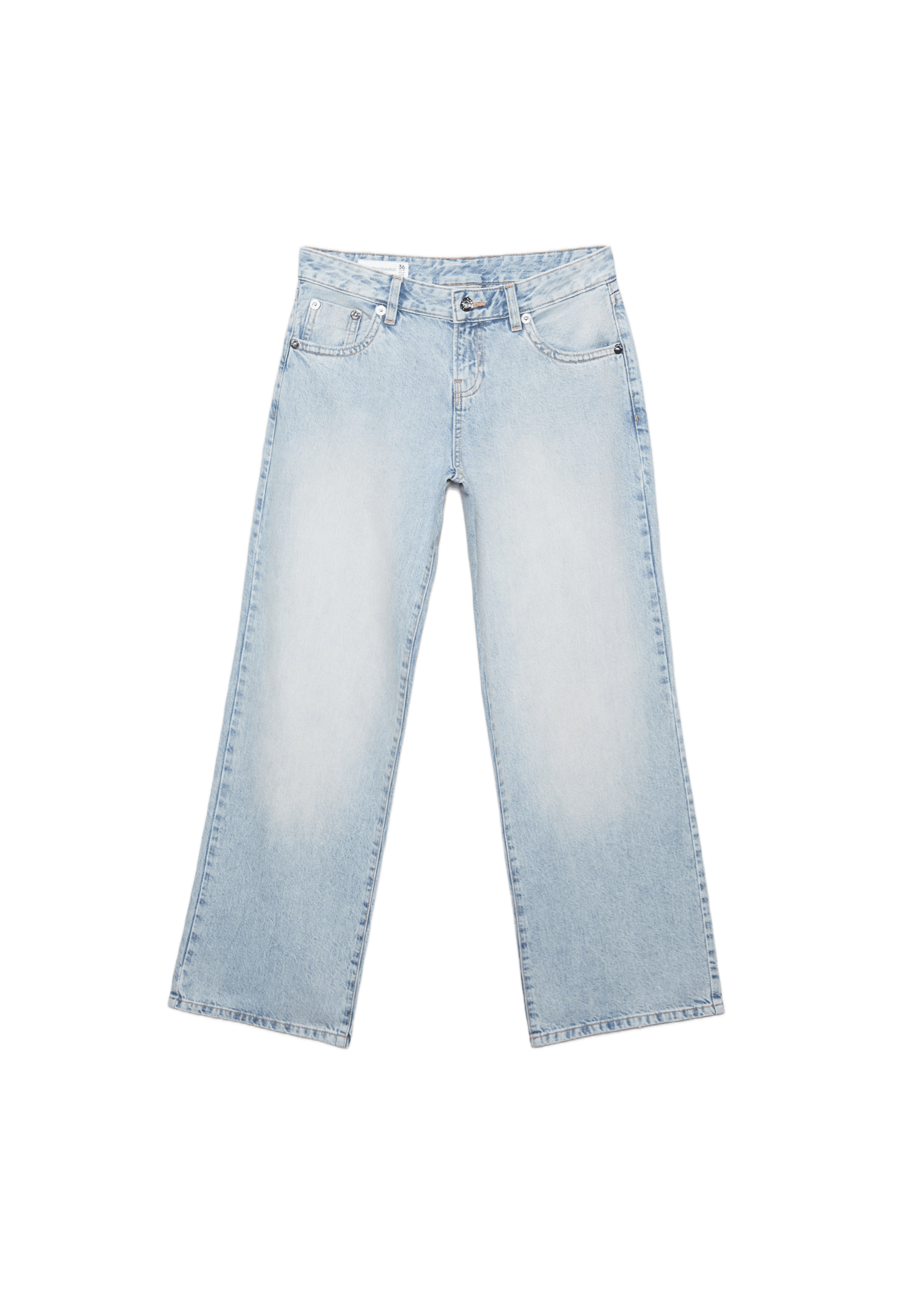 Low-rise straight jeans with studded pockets — OVERDYED BLUE DENIM