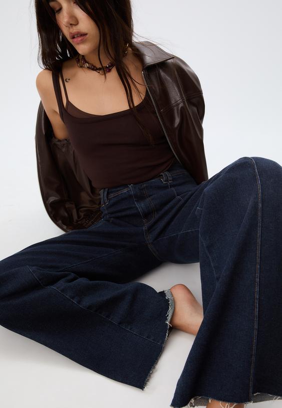 d63 wide leg jeans with seams