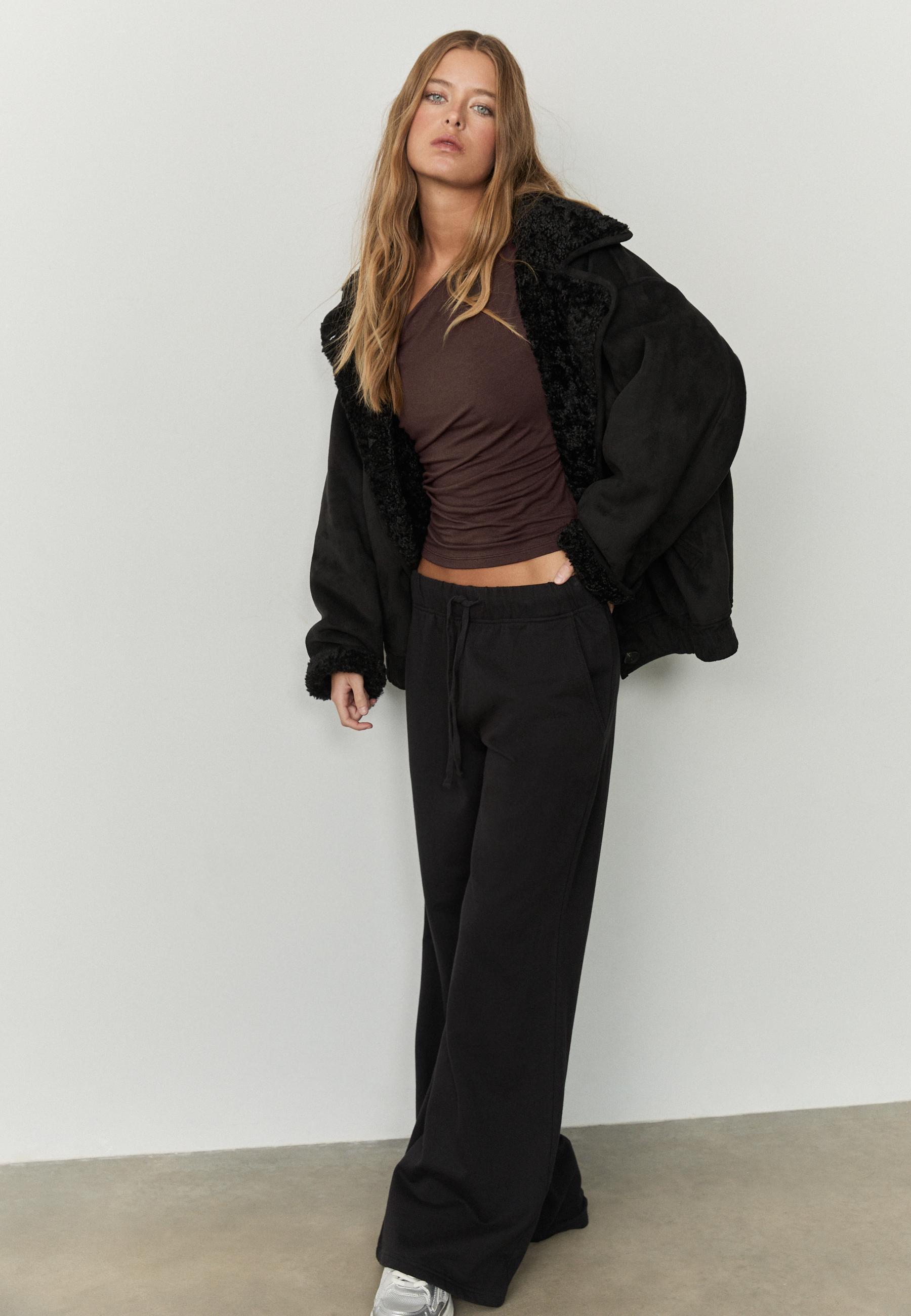 Asymmetrical neckline top — Brown
