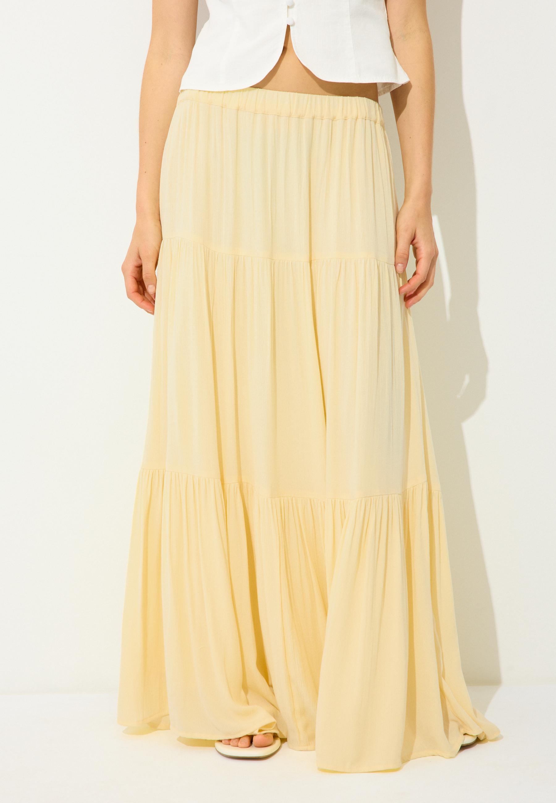 Peasant midi skirt — Pastel yellow