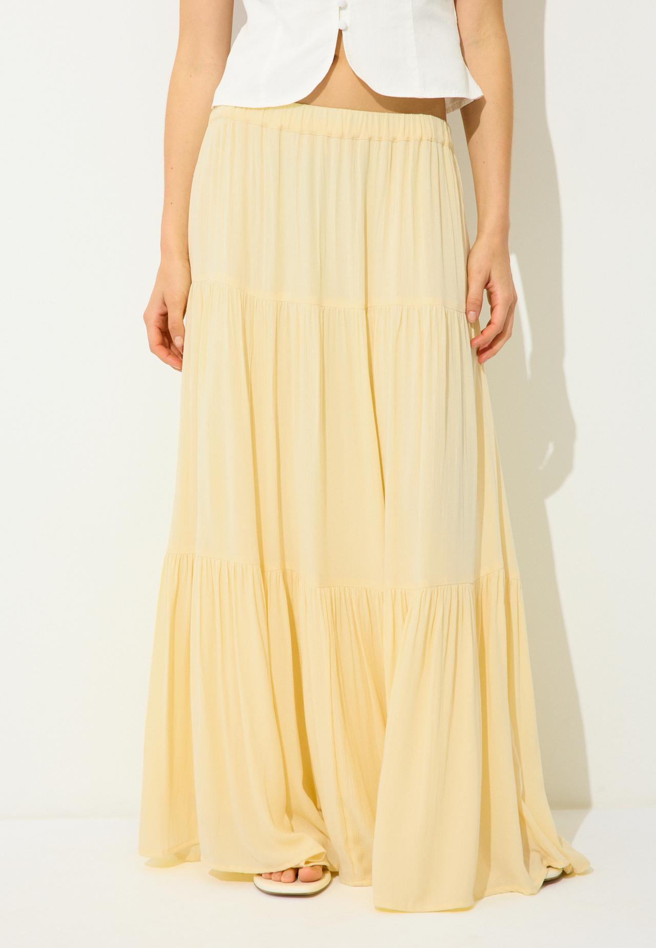 Peasant midi skirt — Pastel yellow
