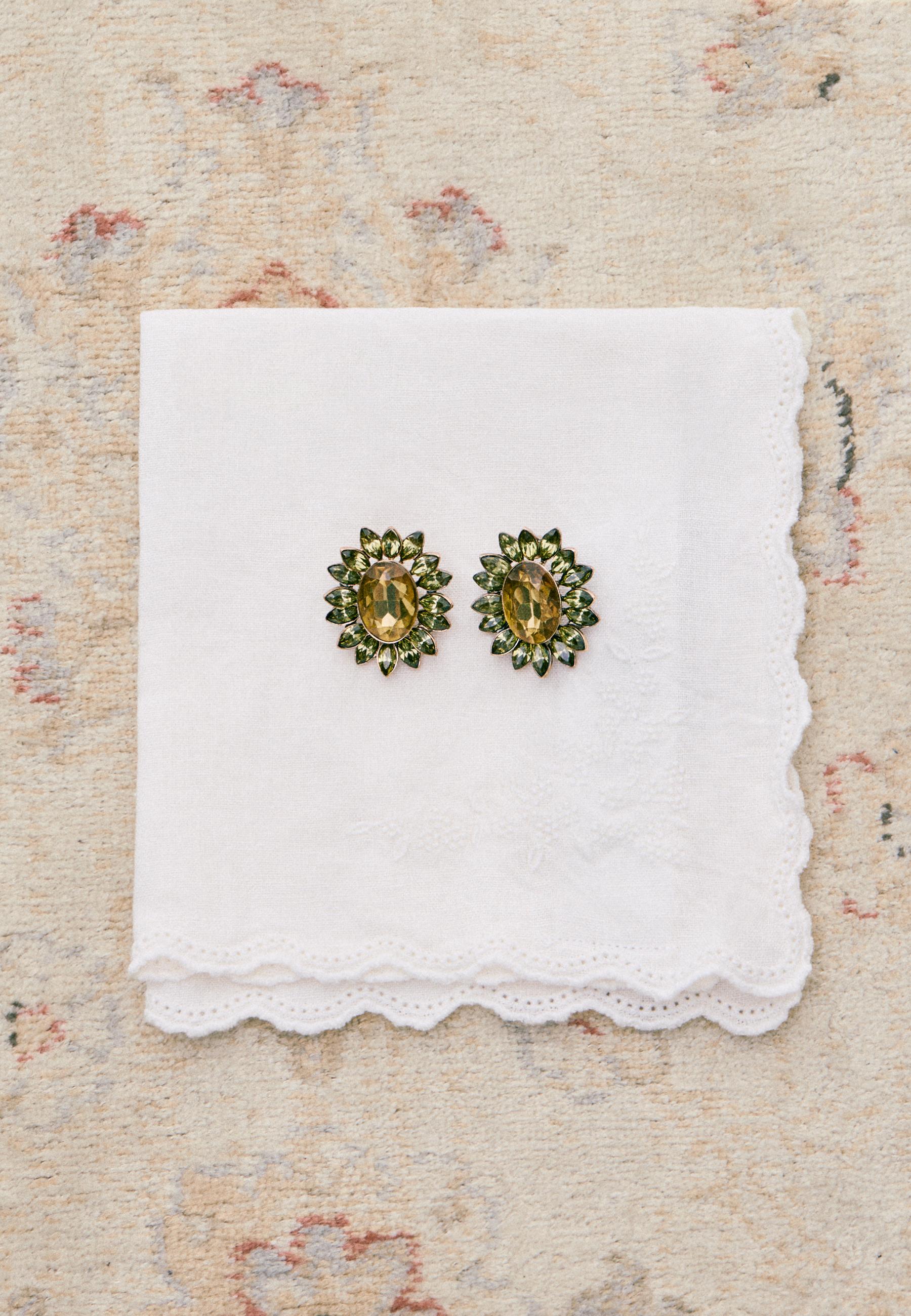 Jewelled stud earrings — Khaki