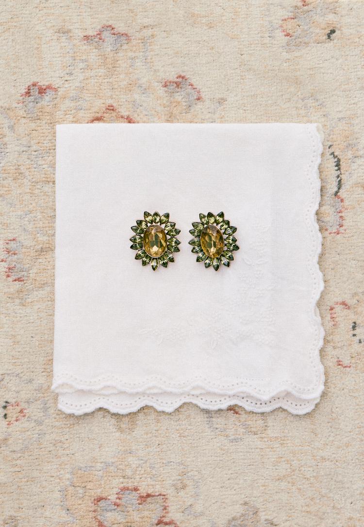 Jewelled stud earrings — Khaki