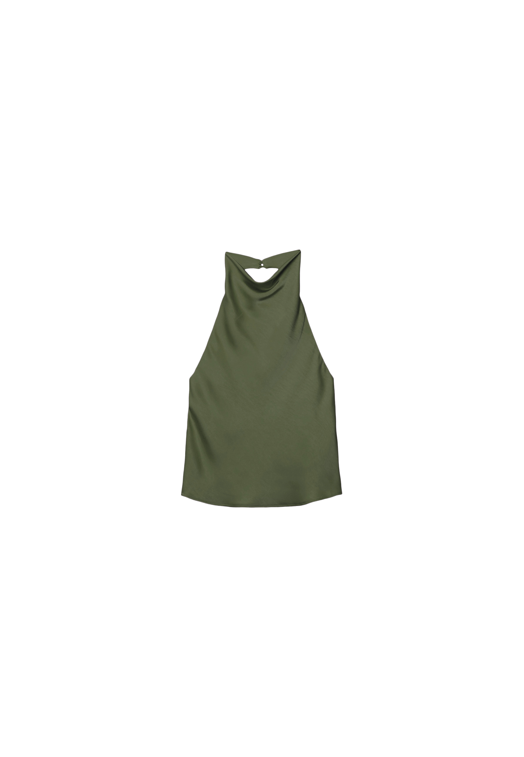 Satin effect halter top — Khaki