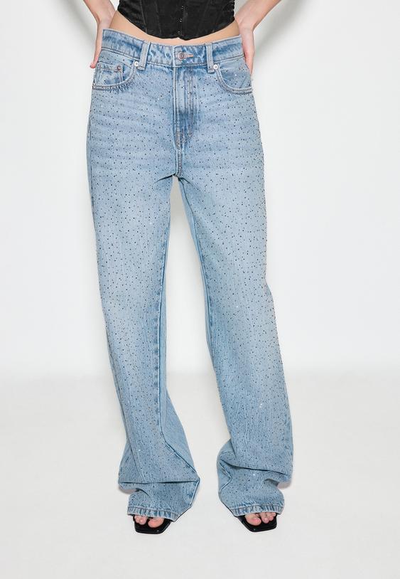parlak taslı straight fit jean