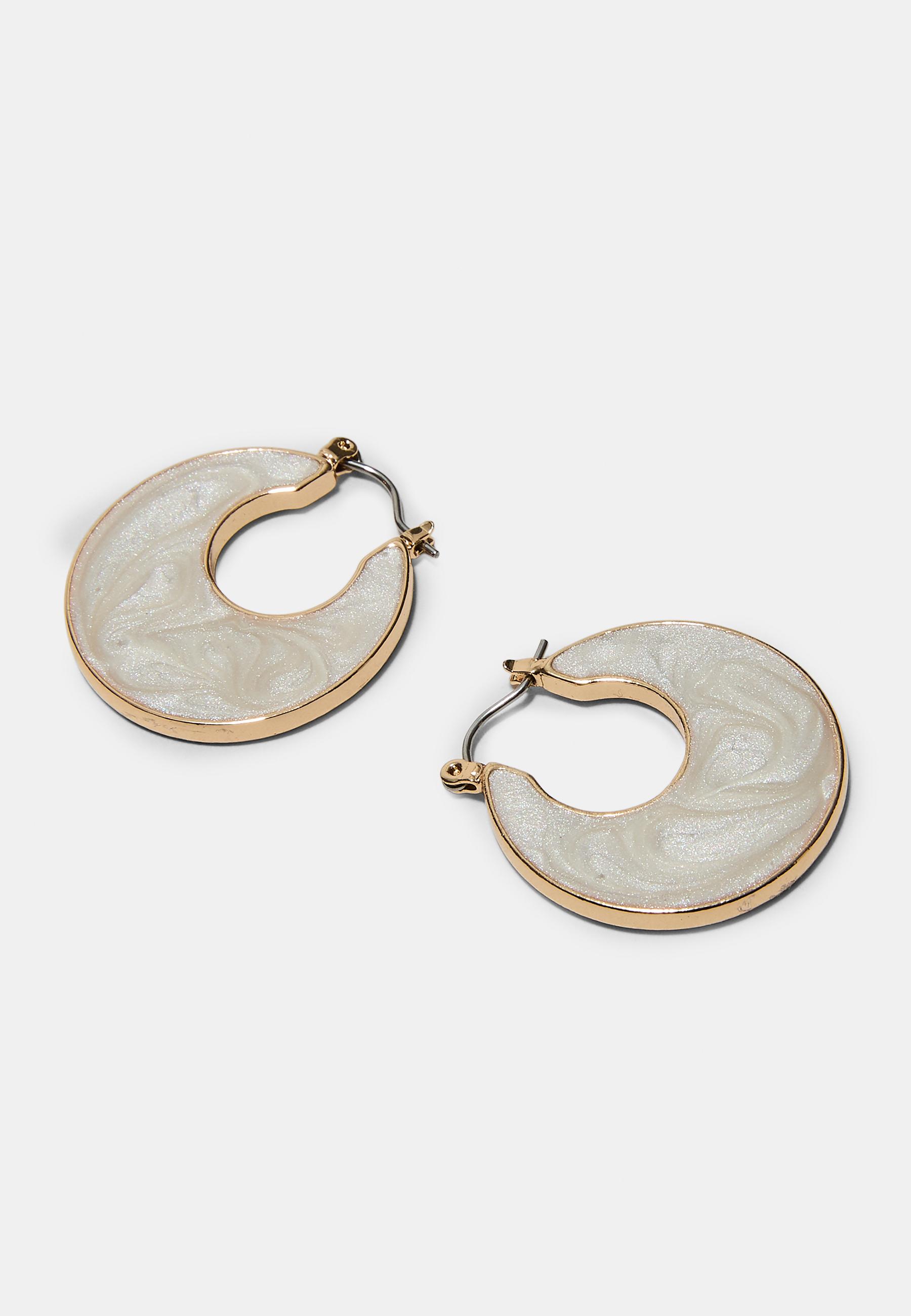 Set of 2 enamel hoop earrings — Gold