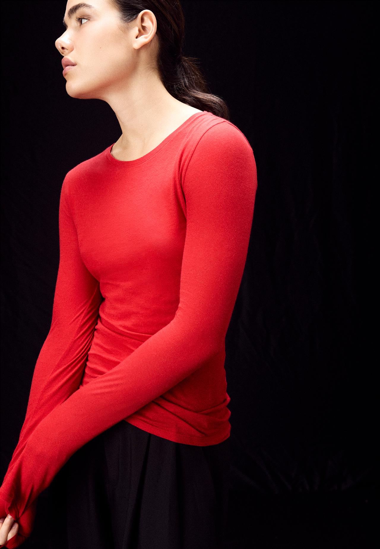 Supima® cotton long sleeve T-shirt — Dark red