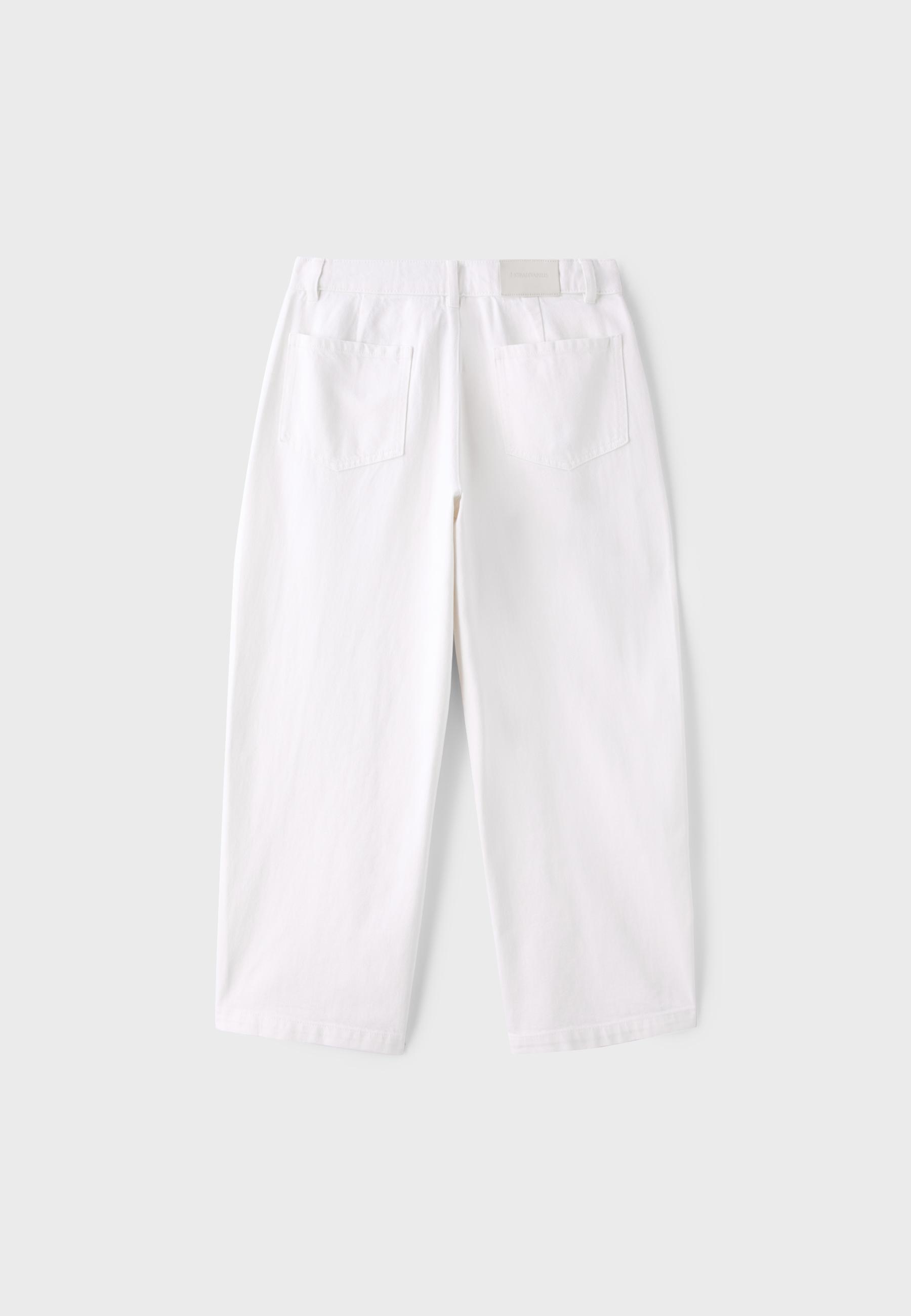 100% Cotton Barrel Trousers — Vanilla