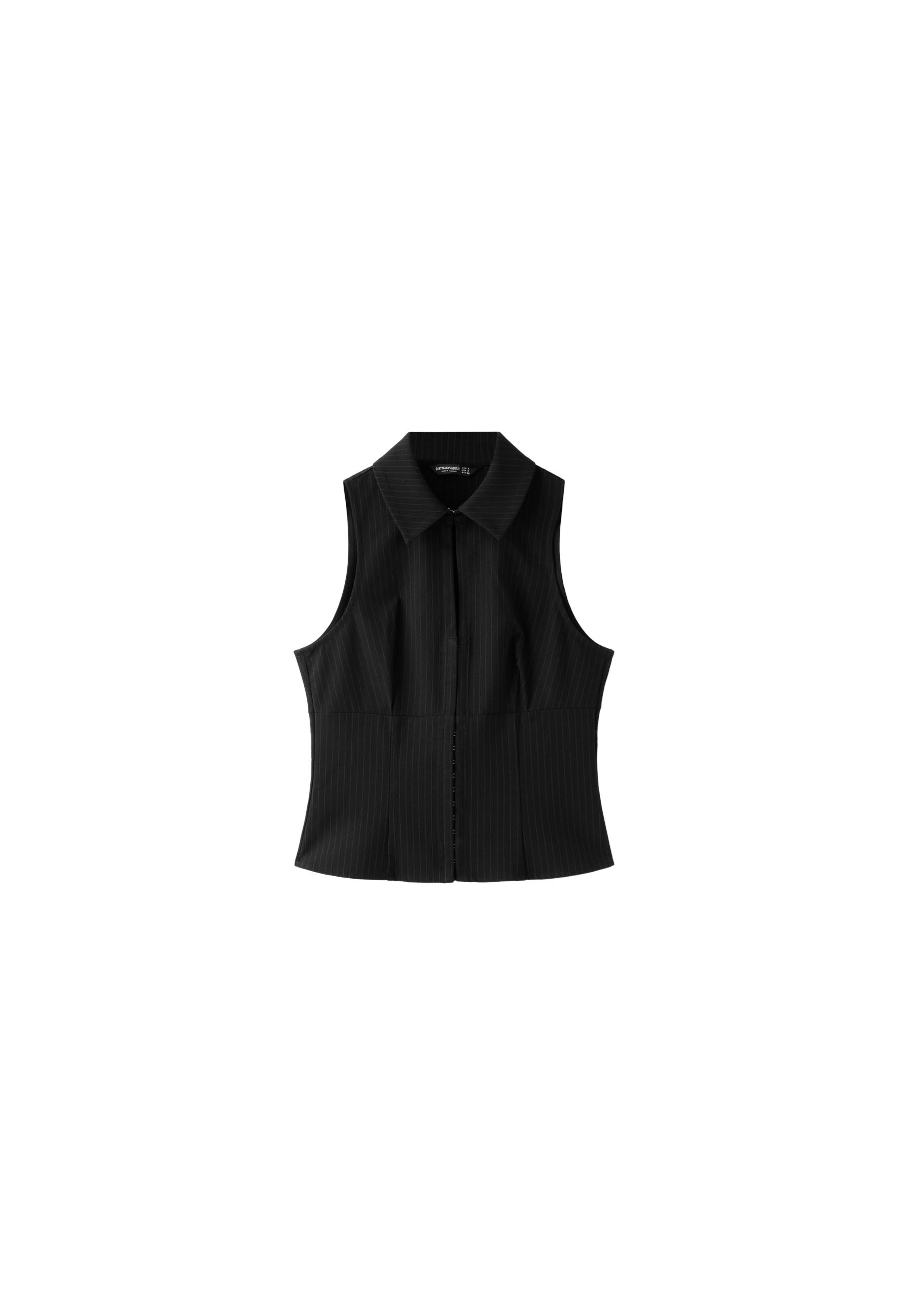 Sleeveless press stud top — Black